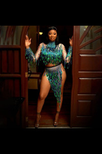 SW005 Green Sequins and Tassel Two Piece